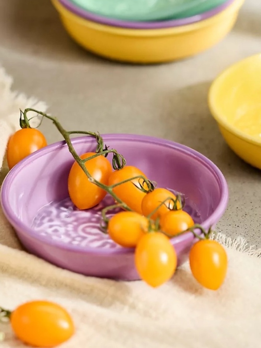 Anthropologie Purple Enamelware Jam Cup, Trinket Tray, Snack Plate, Dice Holder